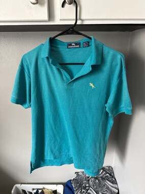 Steeplechase Vintage Teal Short Sleeve Polo Shirt, Size M